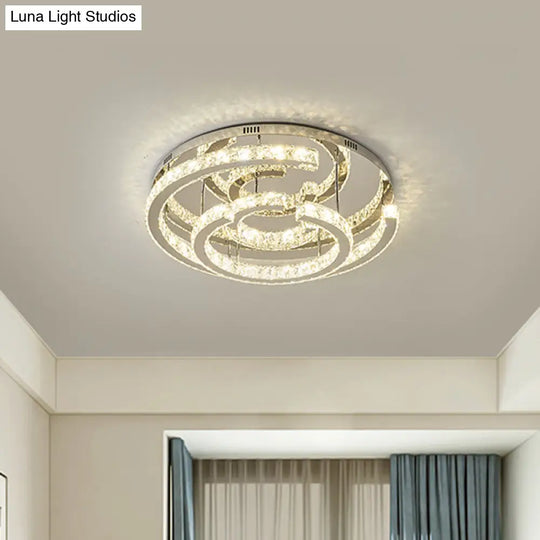 Modern Led Crystal Semi - Flush Ceiling Light In Warm/White 19.5’/23.5’ Diameter Chrome / 19.5’ Warm