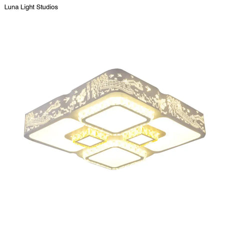 Modern Led Crystal Square Ceiling Light For Bedroom
