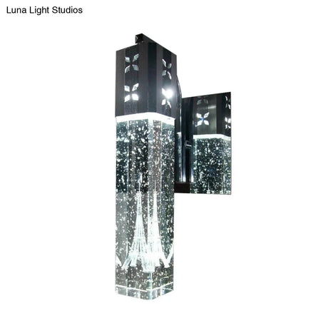Modern Led Crystal Wall Sconce In Warm/White - 2 Color Lights Nickle Fixture