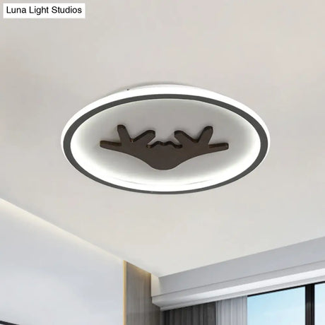 Modern Led Deer Flush Mount Acrylic Ceiling Light For Bedroom - Grey/White/Green