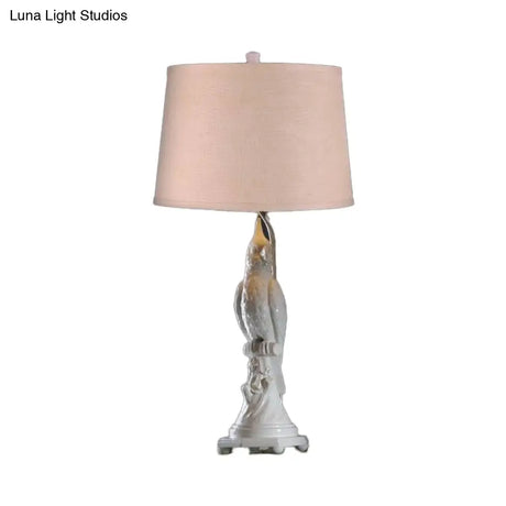 Modern Led Desk Lamp With Green/White Cone Shade - Small Bird Base