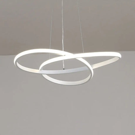 Modern Led Dining Room Pendant Ceiling Light - Curved Acrylic Shade White Chandelier In White/Warm