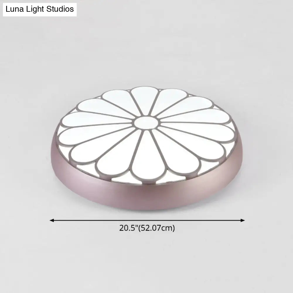 Modern Led Floral Metal Flush Mount Ceiling Lamp For Bedroom Lighting