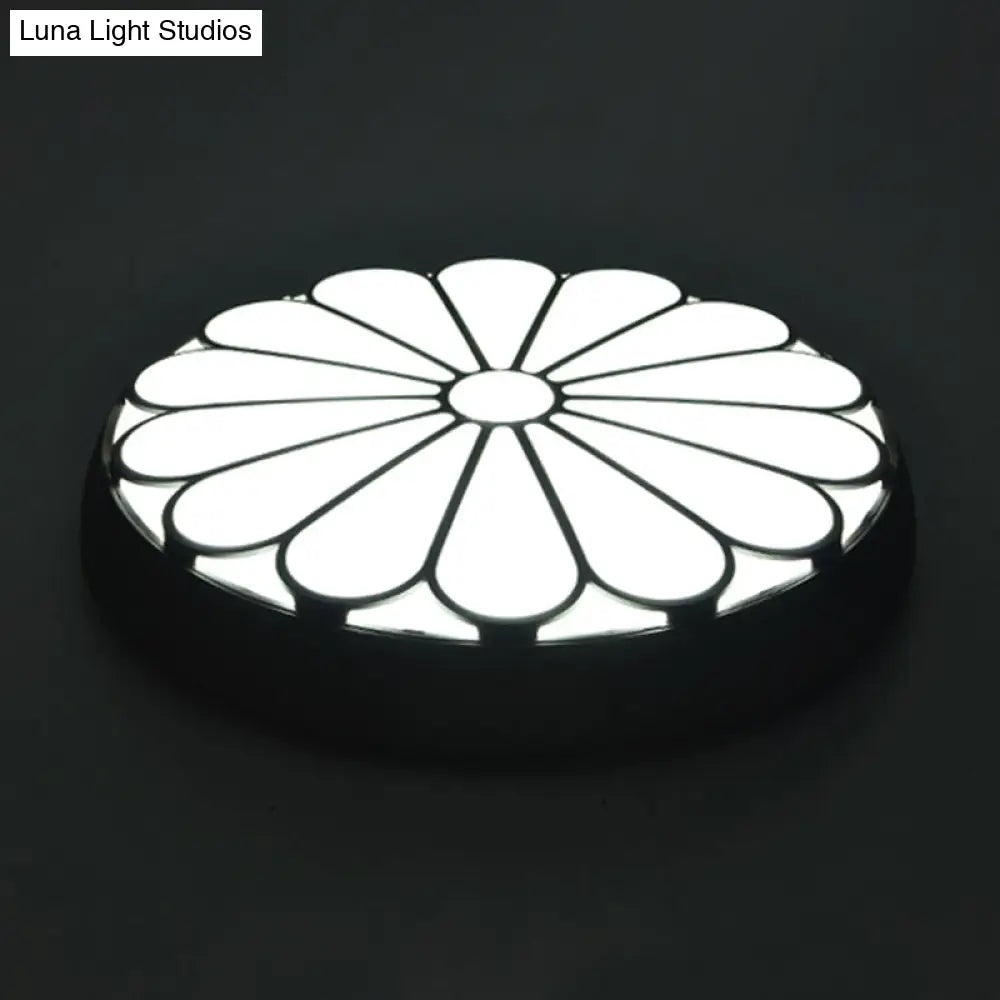 Modern Led Floral Metal Flush Mount Ceiling Lamp For Bedroom Lighting