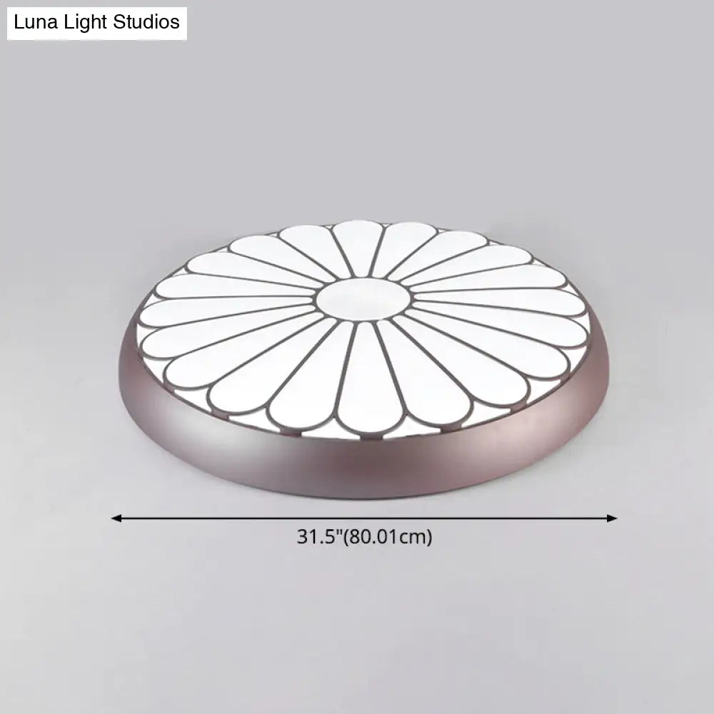 Modern Led Floral Metal Flush Mount Ceiling Lamp For Bedroom Lighting