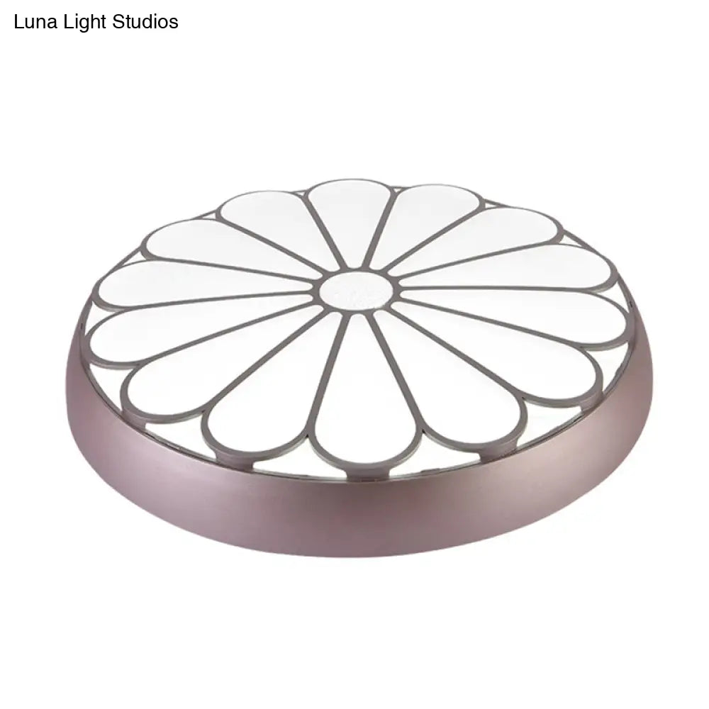 Modern Led Floral Metal Flush Mount Ceiling Lamp For Bedroom Lighting