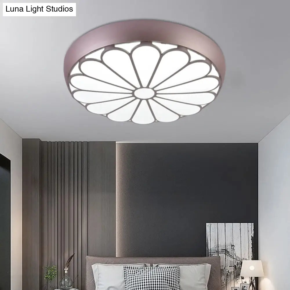 Modern Led Floral Metal Flush Mount Ceiling Lamp For Bedroom Lighting