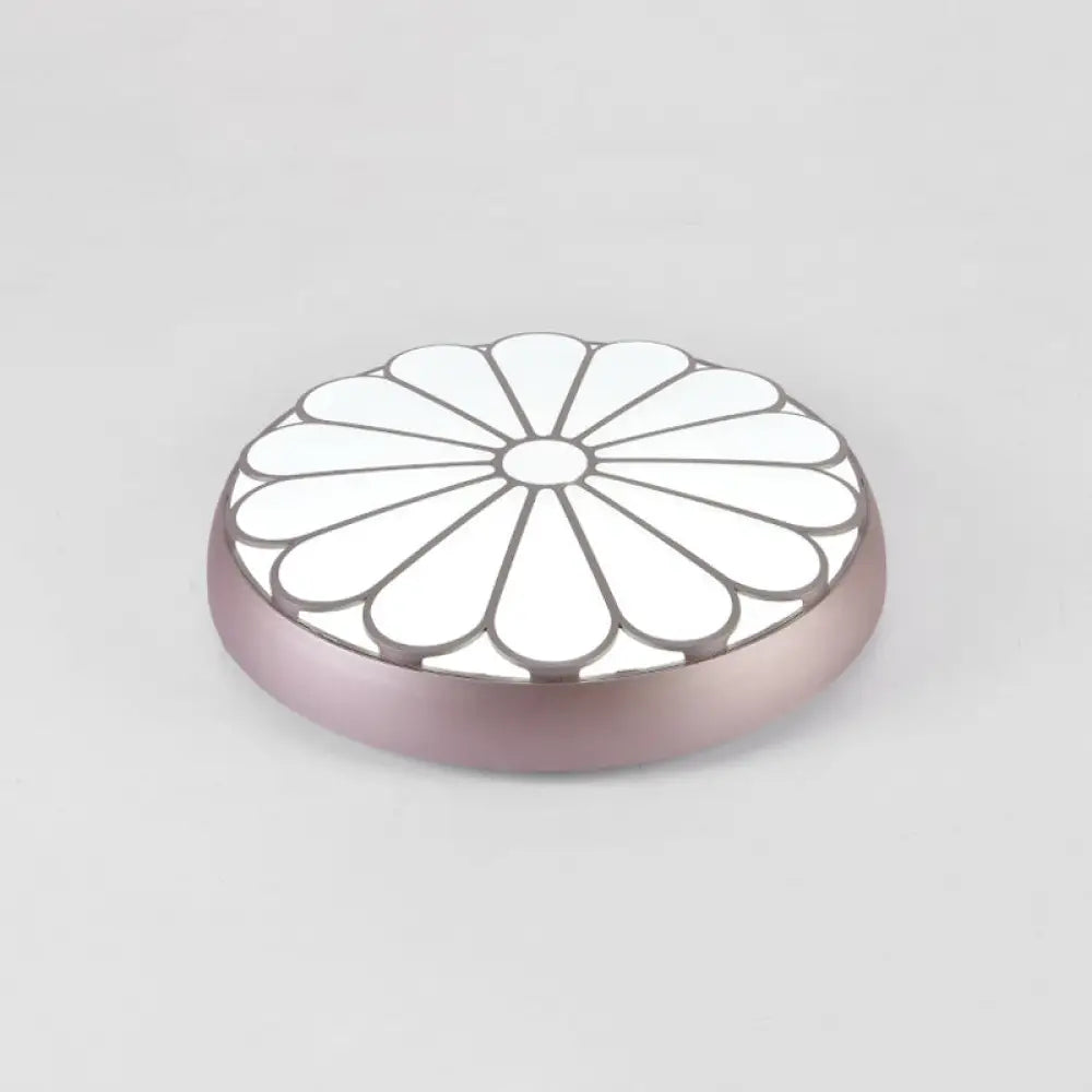 Modern Led Floral Metal Flush Mount Ceiling Lamp For Bedroom Lighting Purple / 16.5