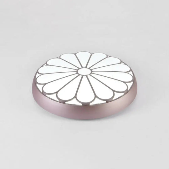 Modern Led Floral Metal Flush Mount Ceiling Lamp For Bedroom Lighting Purple / 16.5