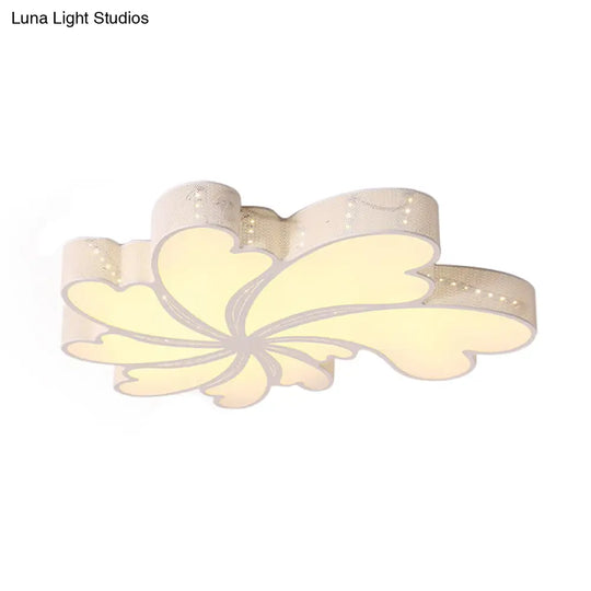 Modern Led Flower Bedroom Flush Mount Light In White With Iron Frame