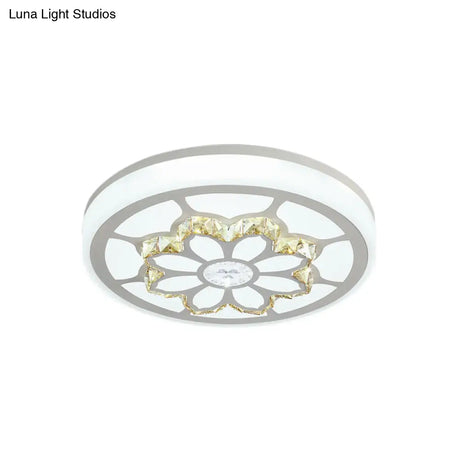 Modern Led Flower Ceiling Light With Color Options And Crystal Accents - Brown/White