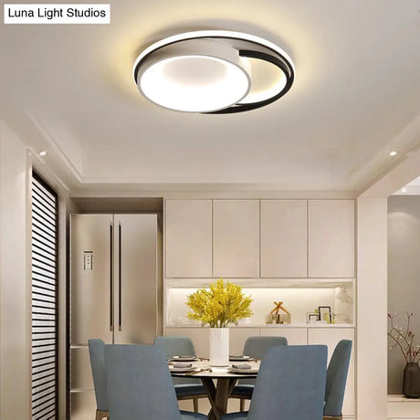 Modern Led Flush Ceiling Light In White Acrylic - Round/Square/Rectangular Shape Warm/White Mounted