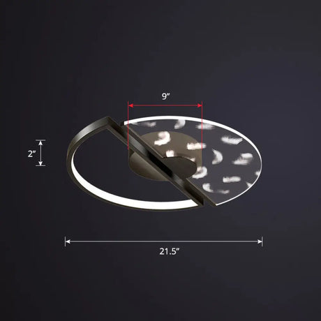 Modern Led Flush Ceiling Light With Acrylic Cover - Round Shape Black / 21.5 Natural