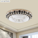 Modern Led Flush Crystal Ceiling Fixture In Black For Bedroom