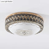 Modern Led Flush Crystal Ceiling Fixture In Black For Bedroom