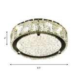 Modern Led Flush Lamp: Stainless-Steel Round/Square/Flower Ceiling Fixture With Clear Crystal Shade