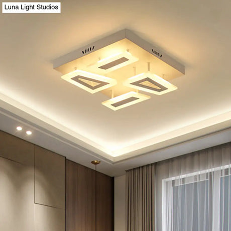 Modern Led Flush Light For Bedroom | Square/Rectangular Splicing Warm/White 16’/24.5’/37.5’ W