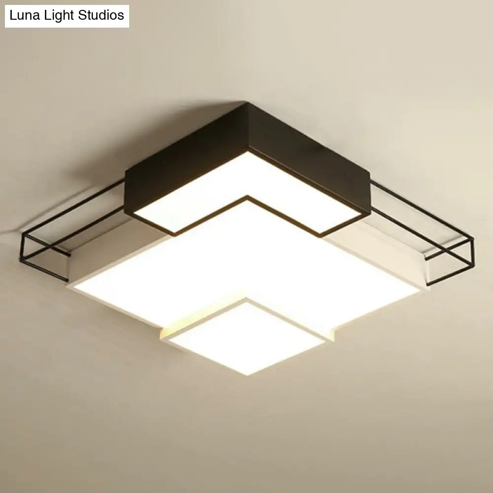 Modern Led Flush Mount Ceiling Light Fixture - Extra-Thin Acrylic Design In Black And White