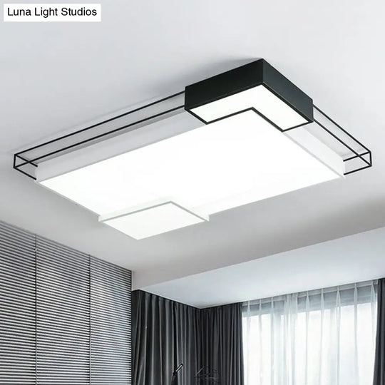 Modern Led Flush Mount Ceiling Light Fixture - Extra-Thin Acrylic Design In Black And White