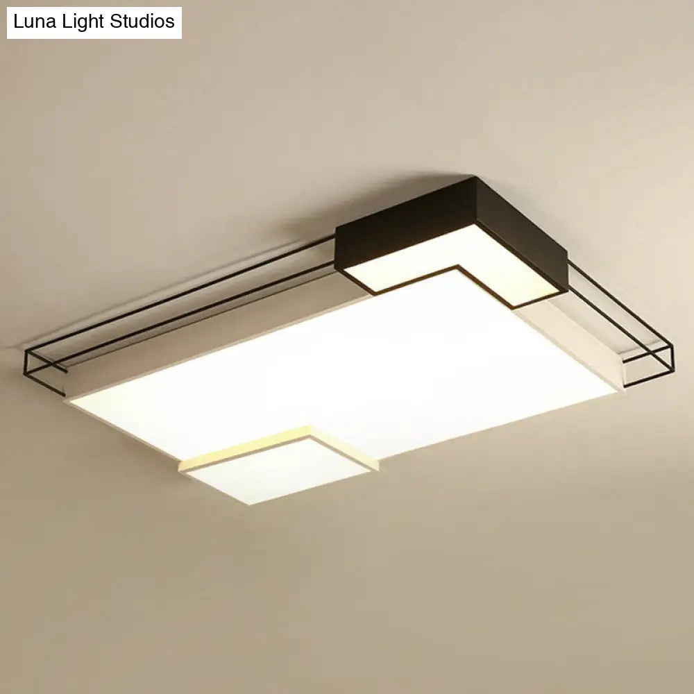 Modern Led Flush Mount Ceiling Light Fixture - Extra-Thin Acrylic Design In Black And White