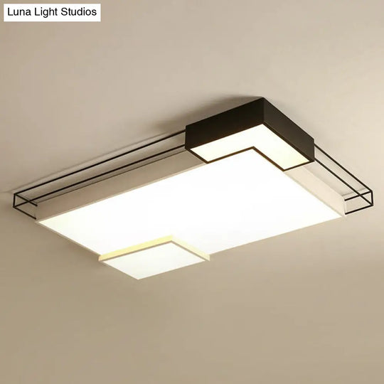 Modern Led Flush Mount Ceiling Light Fixture - Extra-Thin Acrylic Design In Black And White