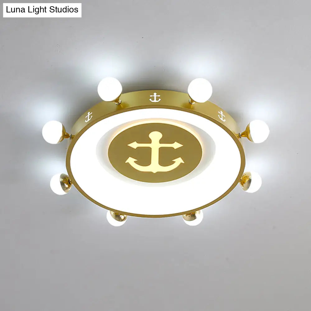 Modern Led Flush Mount Ceiling Light For Children’s Room - Circle Shape Gold / 22’ White