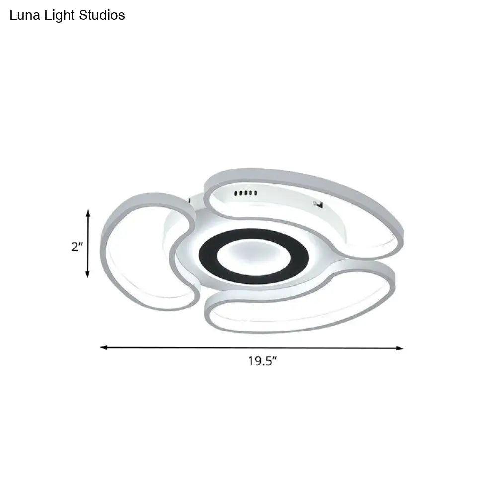 Modern Led Flush Mount Ceiling Light In White For Bedroom With Warm/White And Acrylic Arc-Loop