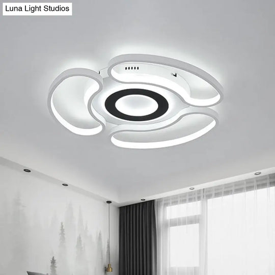 Modern Led Flush Mount Ceiling Light In White For Bedroom With Warm/White And Acrylic Arc - Loop