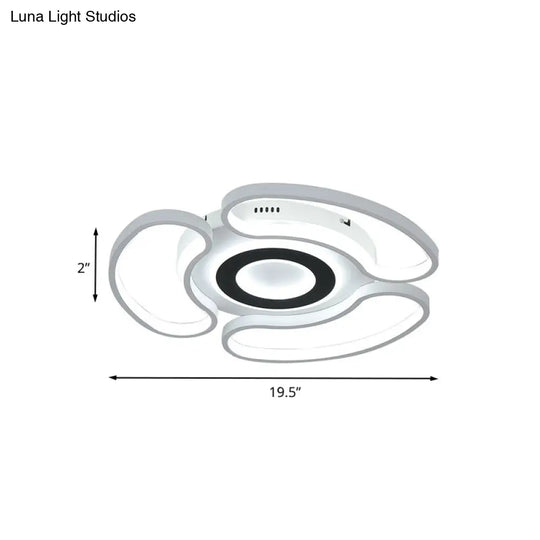 Modern Led Flush Mount Ceiling Light In White For Bedroom With Warm/White And Acrylic Arc - Loop
