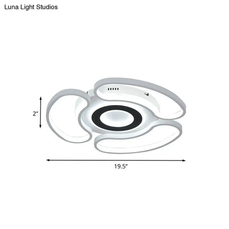 Modern Led Flush Mount Ceiling Light In White For Bedroom With Warm/White And Acrylic Arc - Loop