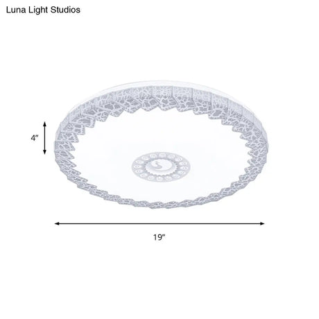 Modern Led Flush Mount Ceiling Light With Acrylic Shade In White/Blue/Gold Crackle Finish - Bedroom