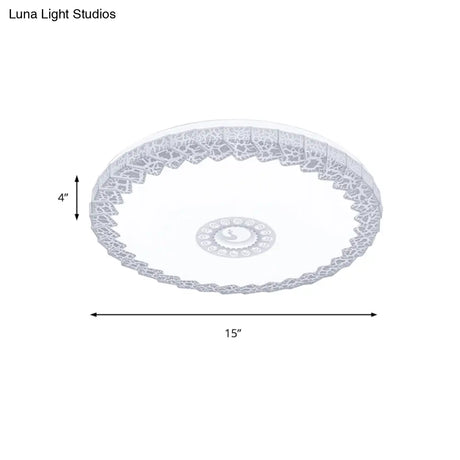 Modern Led Flush Mount Ceiling Light With Acrylic Shade In White/Blue/Gold Crackle Finish - Bedroom