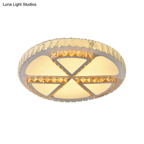 Modern Led Flush Mount Ceiling Light With Clear Crystal Design For Bedroom