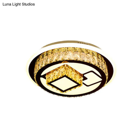 Modern Led Flush Mount Ceiling Light With Crystal Inlaid Loving Heart Flower And Mushroom Design -