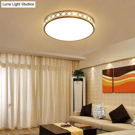 Modern Led Flush Mount Crystal Ceiling Lamp For Bedroom - 3 Sizes Available
