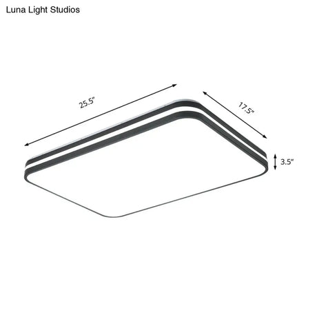 Modern Led Flush Mount Lamp – Black Square/Rectangle Acrylic Fixture In White Light