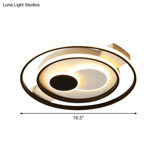 Modern Led Flush Mount Lamp With Black Acrylic Shade Warm/White Light 16.5/20.5 Dia
