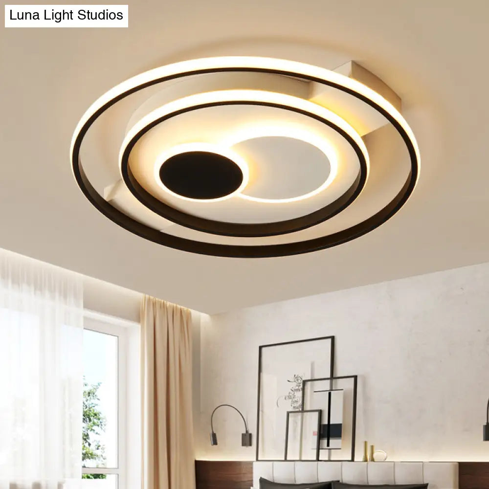 Modern Led Flush Mount Lamp With Black Acrylic Shade Warm/White Light 16.5/20.5 Dia / 16.5 Warm