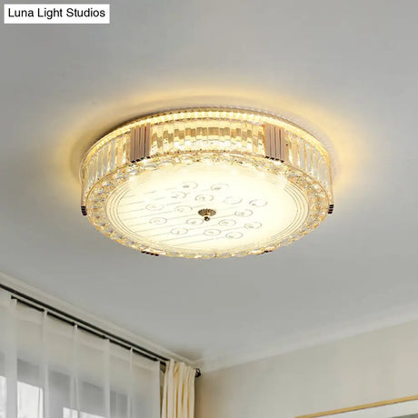 Modern Led Flush Mount Lamp With Rectangular - Cut Clear Crystals