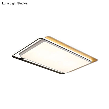 Modern Led Flush Mount Light Fixture: Black Rectangular Design Close To Ceiling Lamp In White/Warm