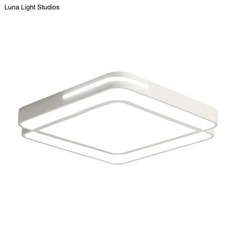 Modern Led Flush Mount Light Fixture With Acrylic Shade - Black/White Square Design White