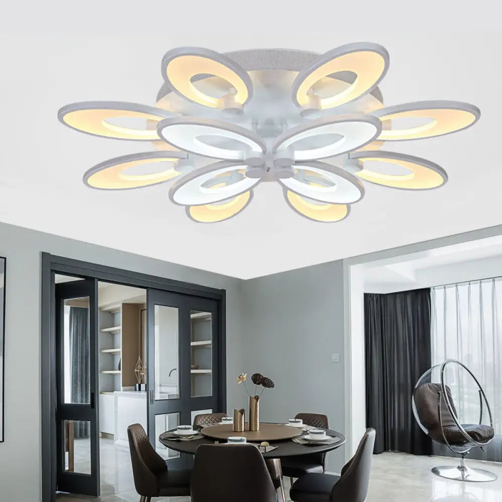 Modern Led Flush Mount Light For Dining Room With Acrylic Shade - 4/6/9 Lights Warm/White/Natural