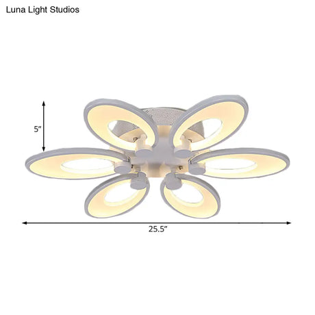 Modern Led Flush Mount Light For Dining Room With Acrylic Shade - 4/6/9 Lights Warm/White/Natural