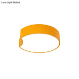 Modern Led Flush Mount Light With Acrylic Shade - Red/Yellow/Blue Round Fixture
