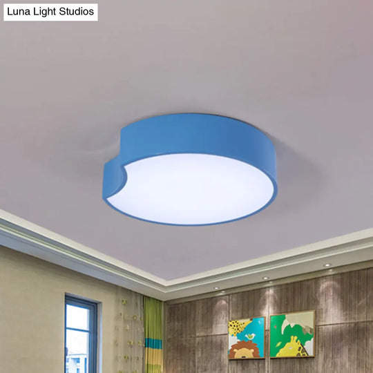 Modern Led Flush Mount Light With Acrylic Shade - Red/Yellow/Blue Round Fixture