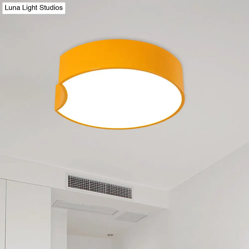 Modern Led Flush Mount Light With Acrylic Shade - Red/Yellow/Blue Round Fixture