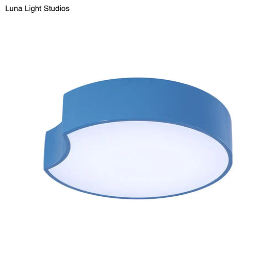 Modern Led Flush Mount Light With Acrylic Shade - Red/Yellow/Blue Round Fixture
