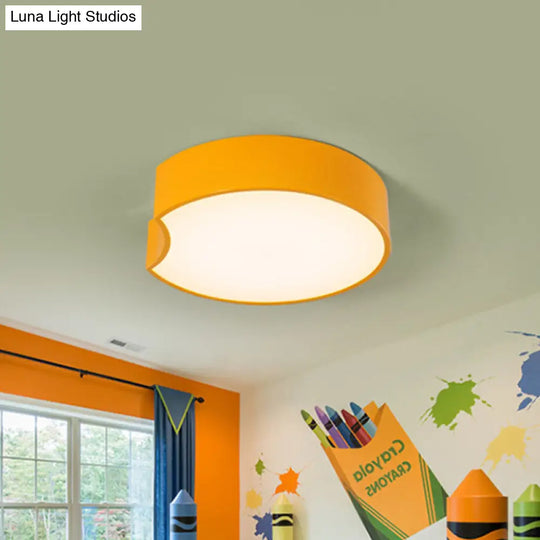 Modern Led Flush Mount Light With Acrylic Shade - Red/Yellow/Blue Round Fixture