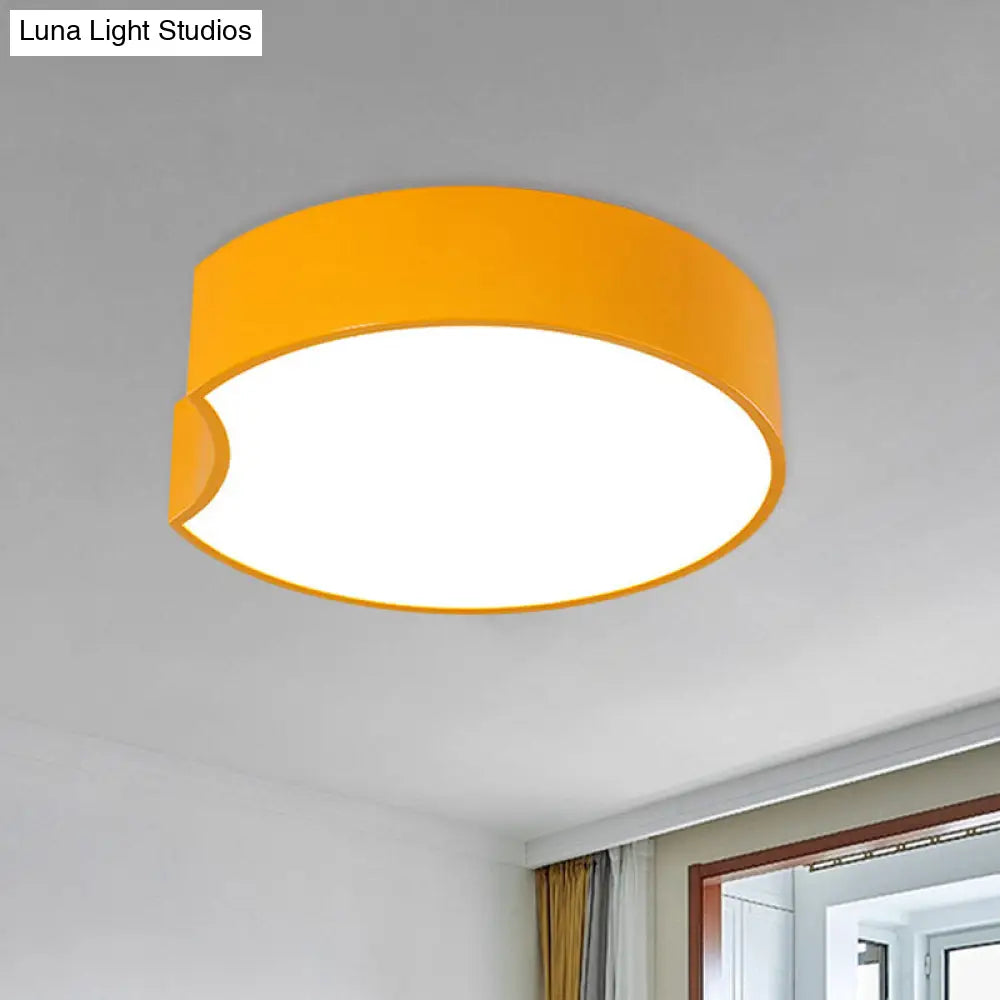 Modern Led Flush Mount Light With Acrylic Shade - Red/Yellow/Blue Round Fixture Yellow