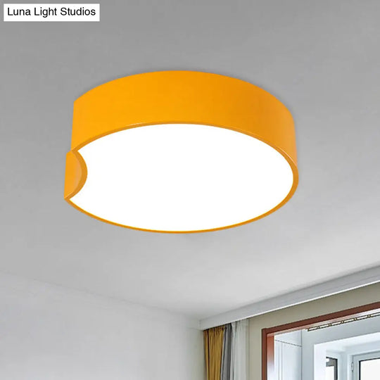 Modern Led Flush Mount Light With Acrylic Shade - Red/Yellow/Blue Round Fixture Yellow